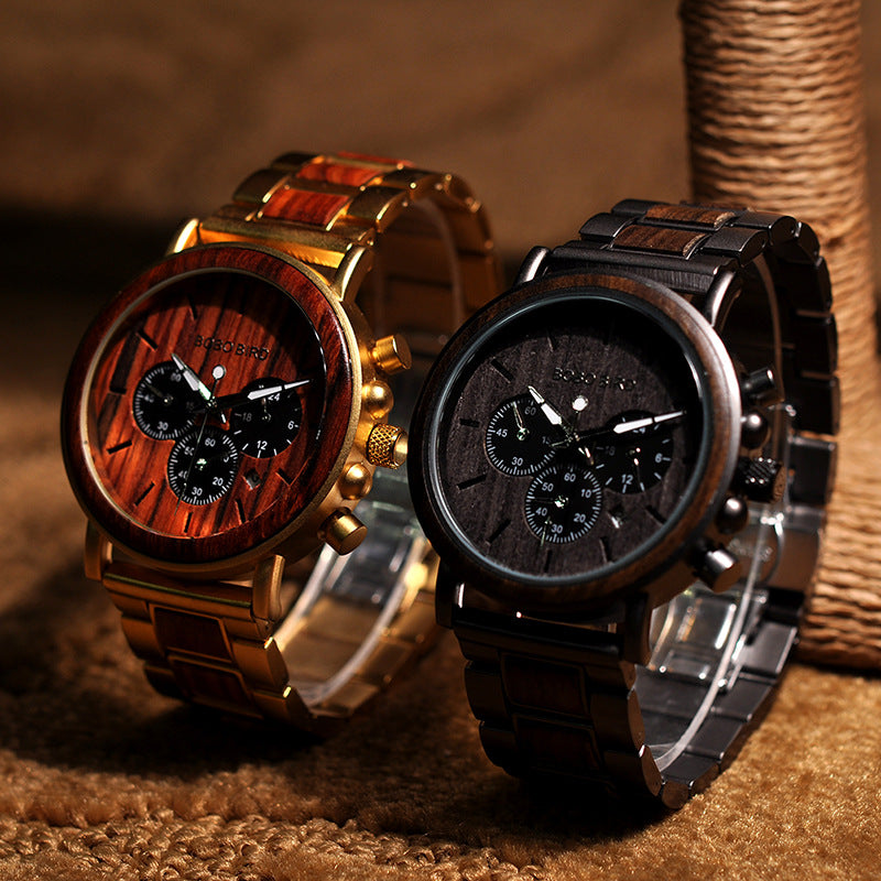 BOBO BIRD - Men's Miyota Movement Wood & Stainless Steel Watch