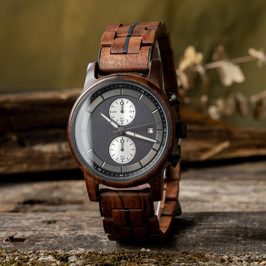 BOBO BIRD - Mens Wood & Stainless Steel Leisure Sports Watch