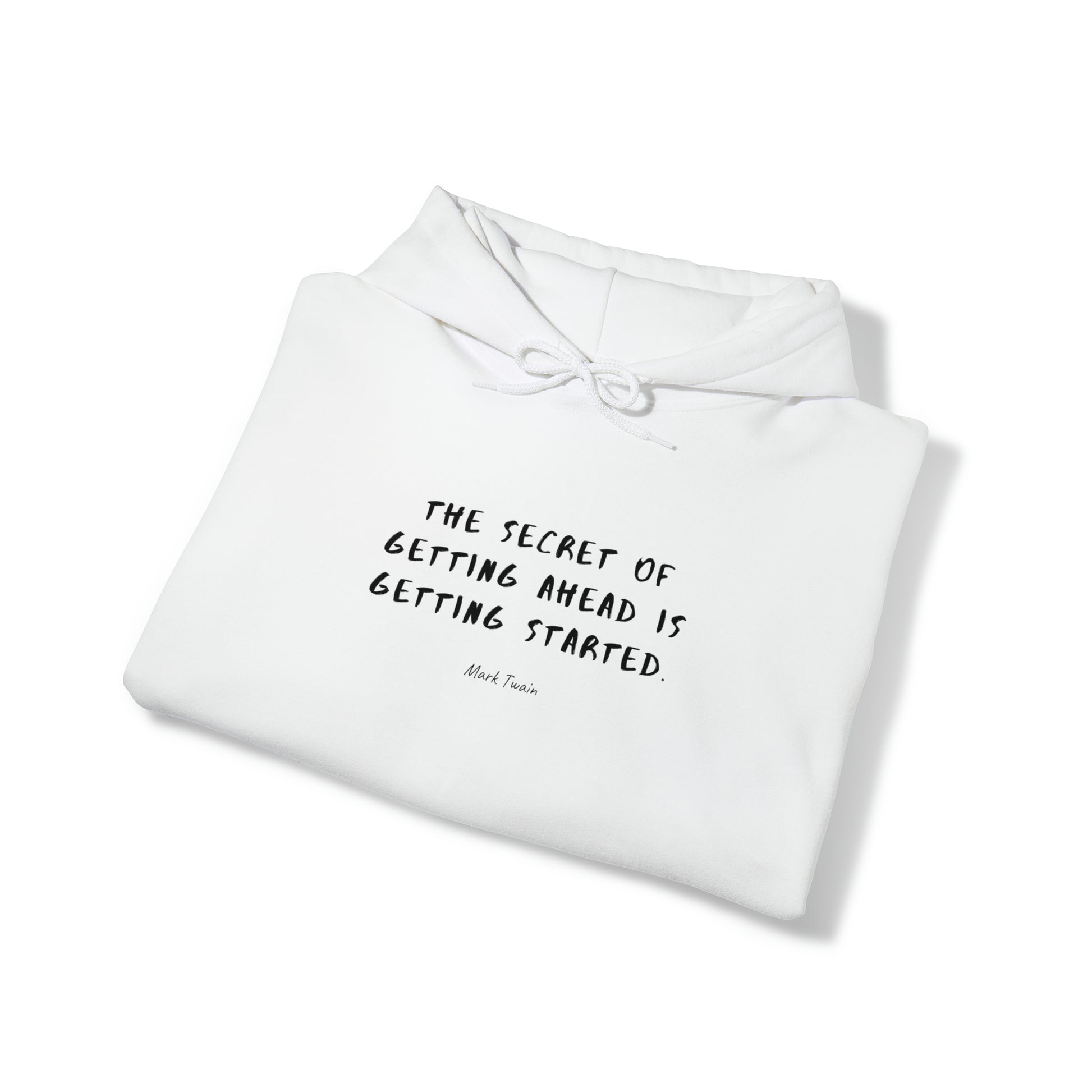 Protagonist-FoldedHoodieWithQuote-White-FrontView-TheSecretOfGettingAhead