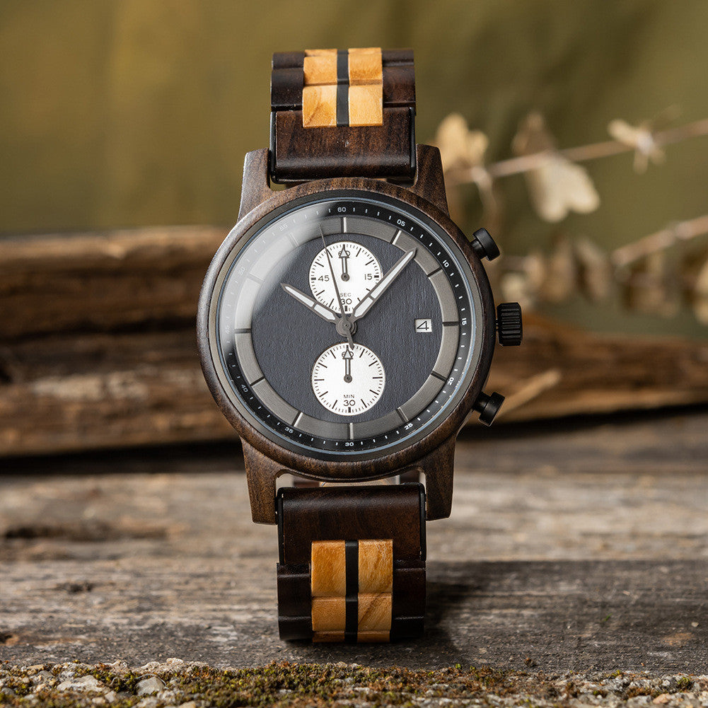 BOBO BIRD - Mens Wood & Stainless Steel Leisure Sports Watch